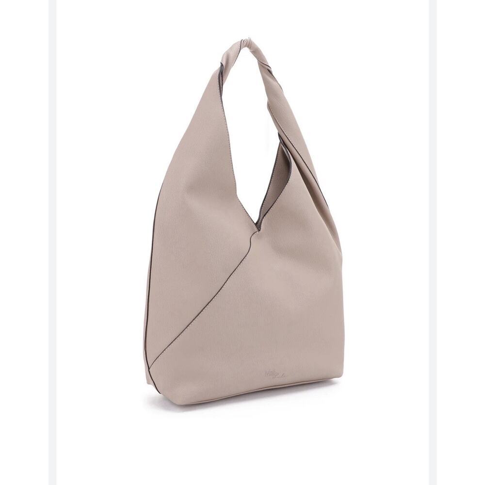 Mali + Lili Katie Recycled Vegan Leather Twist Hobo Bag Tan Shoulder Bag Boho